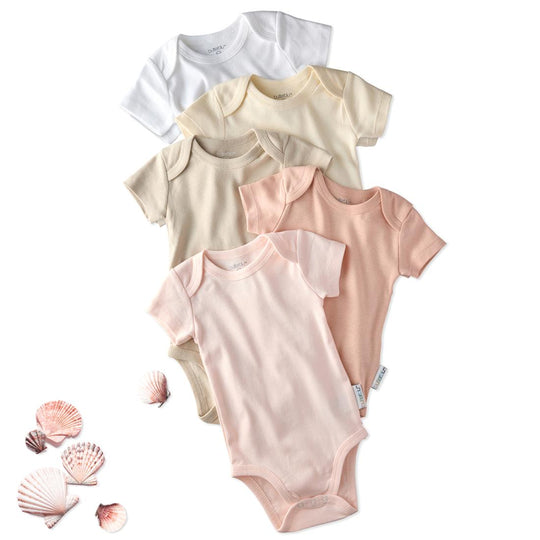 Avery - Short Sleeve Bodysuit, 5 Pack - Pink Sunrise banner