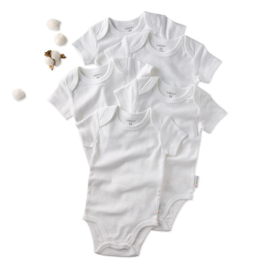 Avery - Short Sleeve Bodysuit, 5 Pack - White banner