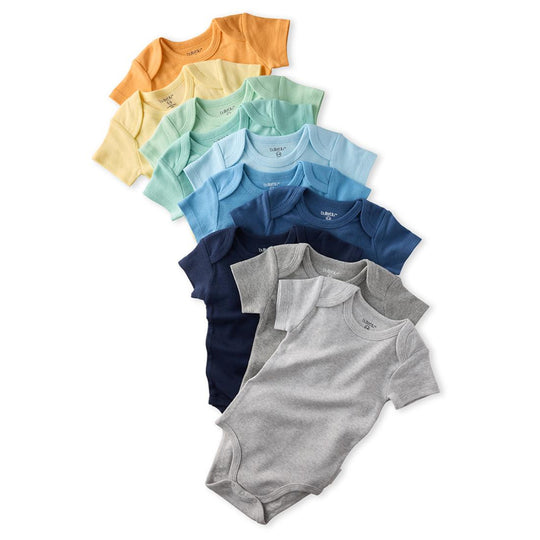 Avery - Short Sleeve Bodysuit, 10 Pack - Sunny Blue Rainbow banner