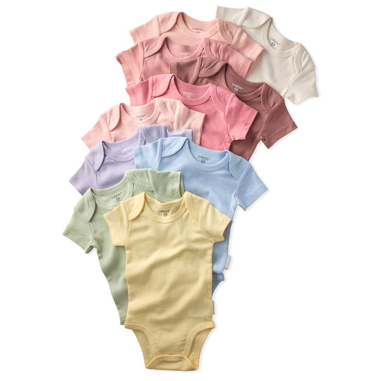 Avery - Short Sleeve Bodysuit, 10 Pack - Sunset Haze Rainbow banner