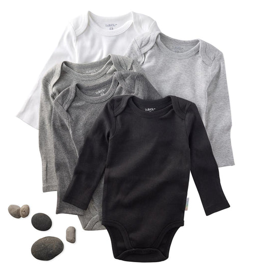Blake - Long Sleeve Bodysuit, 5 Pack - Stone banner