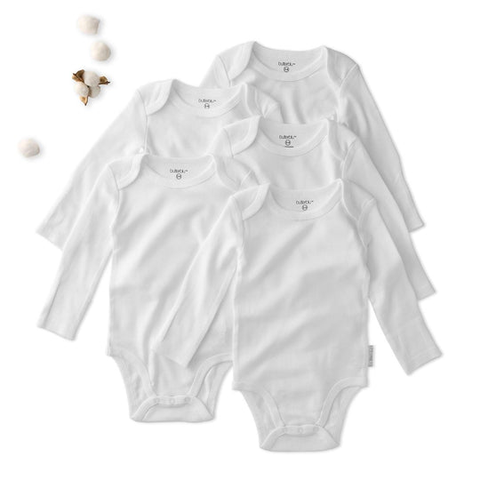 Blake - Long Sleeve Bodysuit, 5 Pack - White banner