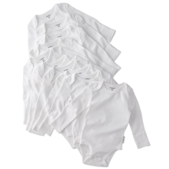Blake - Long Sleeve Bodysuit, 10 Pack - White banner