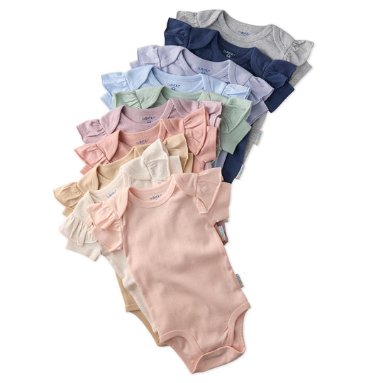 Rory - Ruffle Shoulder Short Sleeve Bodysuit, 10 Pack - Sorbet Frost Rainbow banner