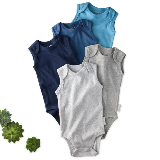 Sam - Sleeveless Bodysuits, 5 Pack - Blue banner