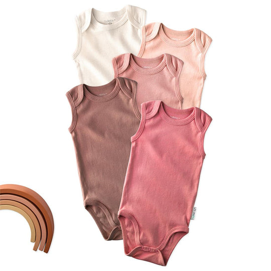 Sam - Sleeveless Bodysuits, 5 Pack - Sunset banner