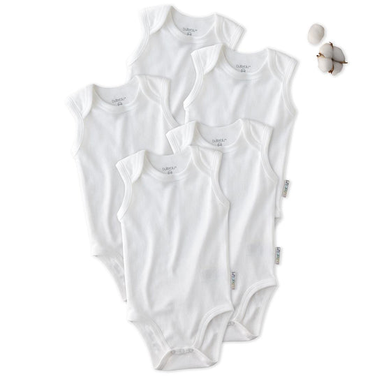 Sam - Sleeveless Bodysuits, 5 Pack - White banner