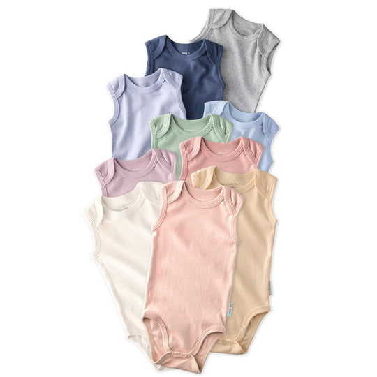 Sam - Sleeveless Bodysuits, 10 Pack - Sorbet Frost Rainbow banner