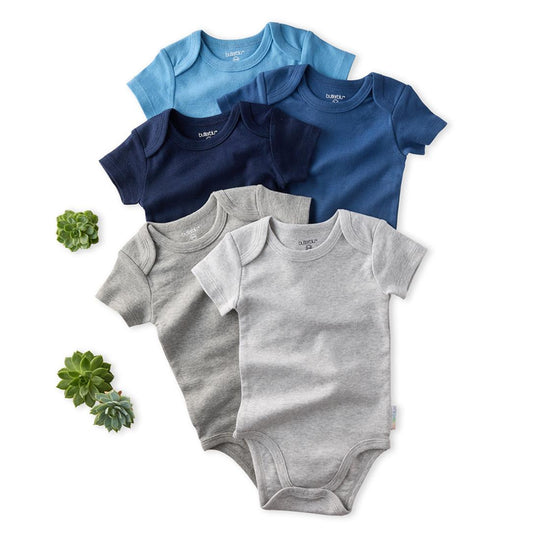 Avery - Short Sleeve Bodysuit, 5 Pack - Blue banner