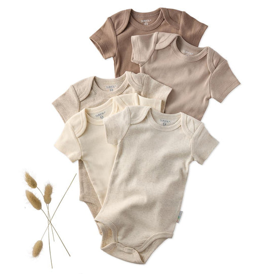 Avery - Short Sleeve Bodysuit, 5 Pack - Natural banner
