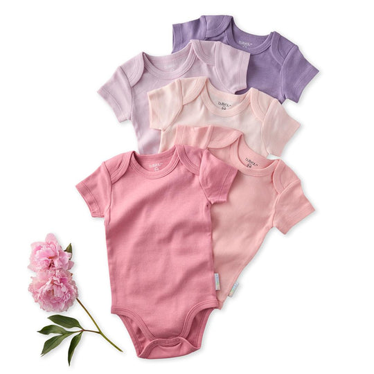 Avery - Short Sleeve Bodysuit, 5 Pack - Pink banner