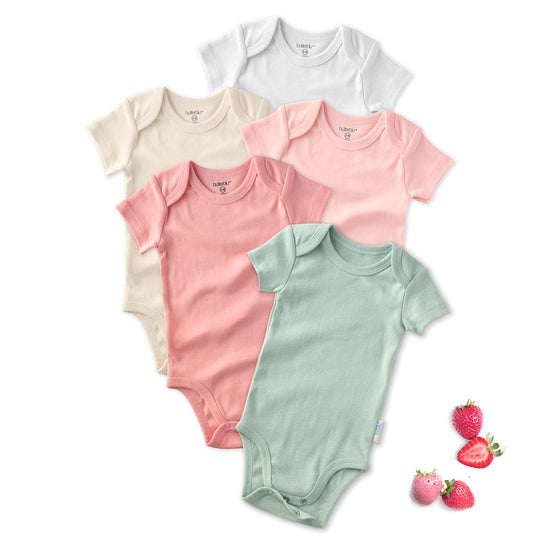 Avery - Short Sleeve Bodysuit, 5 Pack - Strawberry banner