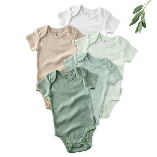 Avery - Short Sleeve Bodysuit, 5 Pack - Sage banner