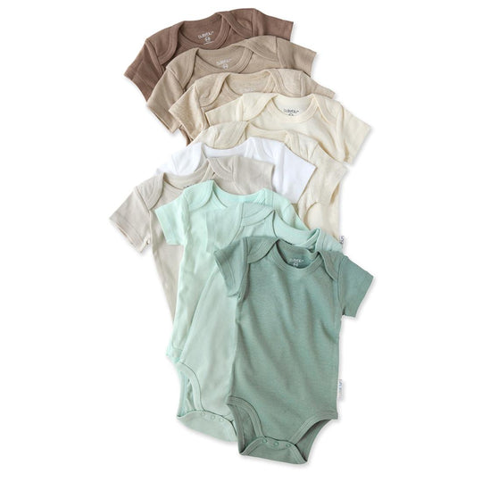 Avery - Short Sleeve Bodysuit, 10 Pack - Natural Sage Rainbow banner