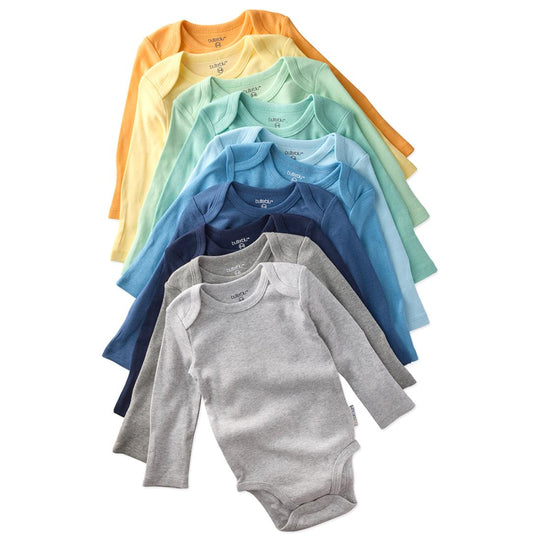 Blake - Long Sleeve Bodysuit, 10 Pack - Sunny Blue Rainbow banner