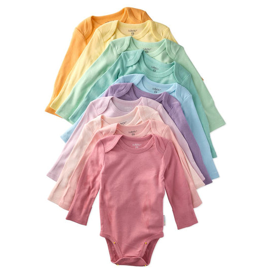 Blake - Long Sleeve Bodysuit, 10 Pack - Sunny Pink Rainbow banner