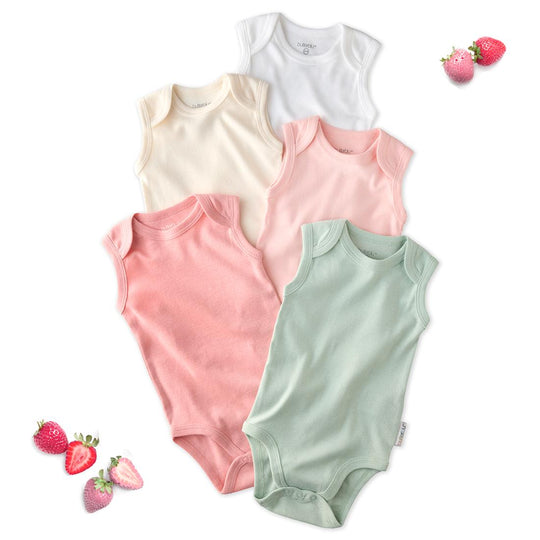 Sam - Sleeveless Bodysuits, 5 Pack - Strawberry banner