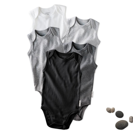 Sam - Sleeveless Bodysuits, 5 Pack - Stone banner