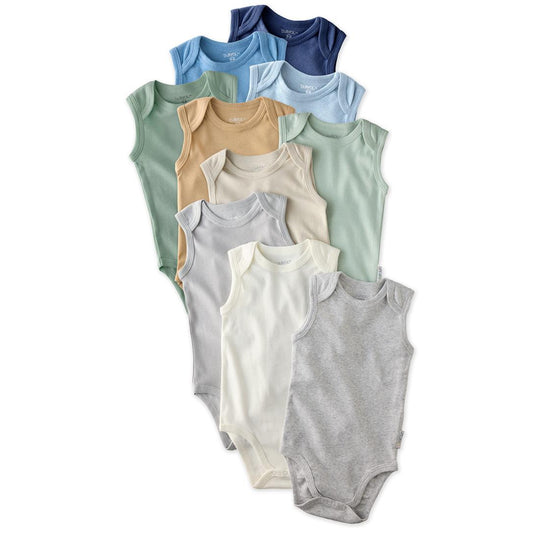 Sam - Sleeveless Bodysuits, 10 Pack - Seafoam Terra Rainbow banner