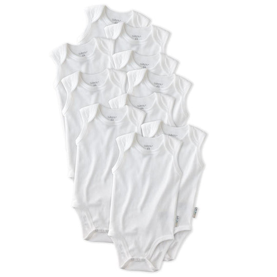 Sam - Sleeveless Bodysuits, 10 Pack - White banner