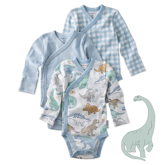 Sterling - Side Snap Bodysuit, 3 Pack - Rawr-Some Check banner